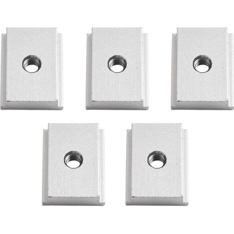 Lot de 5 écrous T M6 - Alliage aluminium - Pour fentes en T scies et établis - Fixation bois précise - Gris - 30x23x7,8mm (1/5)