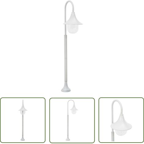 The Living Store Lampadaire de jardin E27 120 cm Aluminium Blanc - Lampadaire De Jardin - Éclairage Extérieur - Luminaire De Terrasse - Lumière Extérieure - Décoration Jardin (1/4)