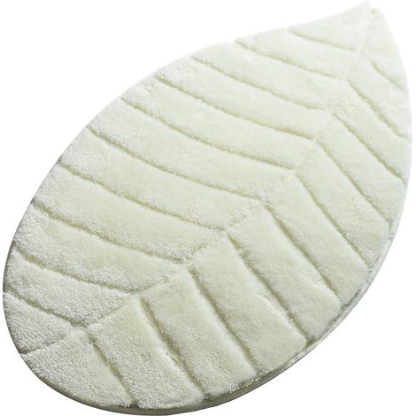 Alfombra de baño crema en forma de hoja