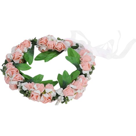 Couronne de fleurs artificielles, bandeau, accessoires pour cheveux de fille, idéal pour les mariages, rose (1/5)