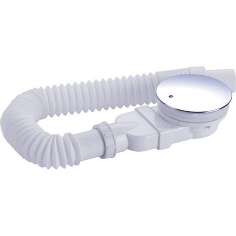 Receveur de douche 90 mm, extra plat, auge de douche, bonde avec système anti-odeurs, filtre cheveux, flexible, couvercle chromé, monobloc, blanc, pour salle de bain, cuisine. (1/5)