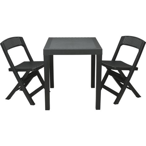 Ensemble de jardin table + 2 chaises anthracite (1/3)