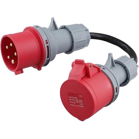 5-poliger CEE-Adapter (rot), 32-A-Stecker auf 16-A-Buchse, Gen-Ev-Ladegerät, Verlängerungskabel, 400-V-Stecker