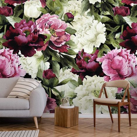 Papier peint panoramique fleurs pivoines papier peint (1/5)