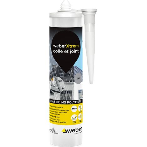 Weber Saint-Gobain Mastic , Silicone, Hybride Multi Usages Hautes Performances Gris - Étanchéité et Collage pour la Construction et le Métal, Résitant aux intempéries et aux UV, Forte adhérence, 290ML