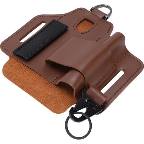 Étui multifonction en cuir, pochette de rangement portable en cuir pour outils, idéal pour le camping et les activités de plein air (marron) (1/5)