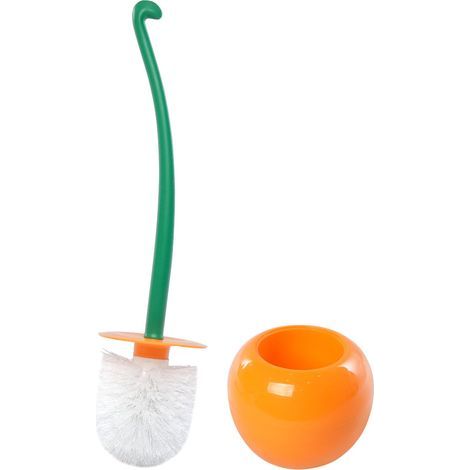 Creative toilet brush with holder and long handle, bathroom cleaning tool - Orange (1/5)