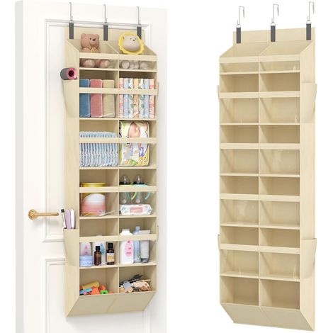1 Organisateur porte, 6 étagères, tissu non-tissé, 12 compartiments, poches latérales, pour chambre salle de bain