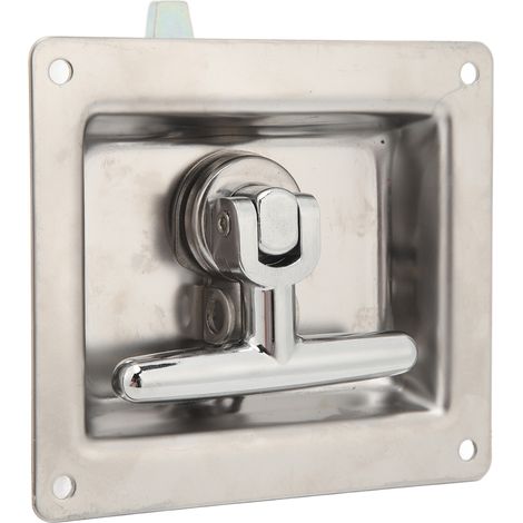 Poignée de porte en acier inoxydable à verrouillage rotatif pliable, serrure de sécurité pour camping-car et yacht, poignée en T repliable, déverrouillage facile, lot de 2. (1/5)