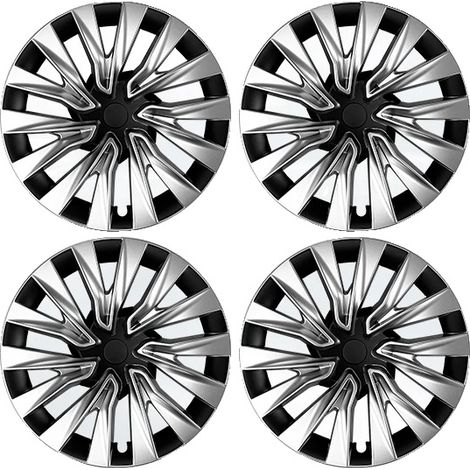 Tapa central de rueda, 18 pulgadas, estilo turbina, 4 piezas de turbina de 18 pulgadas, Tesla, 2023-2024, 18 pulgadas Plata Negro, Tesla-a, Model 3 Highland 18 en 1 (1/2)