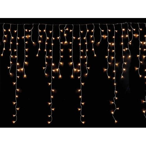 Guirlande lumineuse de Noël effet pluie, cascade de 80 fils en stalactite et 656 LED blanc chaud, cascade : 8 m x H. 1,50 m