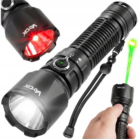 Lampe torche tactique Vayox VA0457 : lumière blanche 2000 lm + laser rouge + vert (1/5)