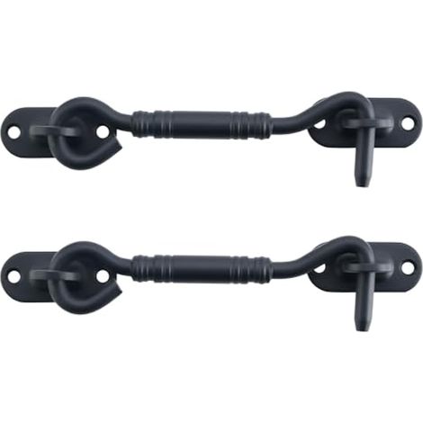 2 Pièces Crochet Fermeture Fenêtre, Crochet de Porte, Support de Fenêtre Silencieux, Verrou de Porte Interieure avec Vis de Montage, en Acier Inoxydable, Noir (1/5)