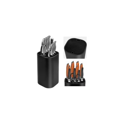 Bloque para cuchillos sin cuchillos, bloque vacío para cuchillos de cocina, soporte universal negro para cuchillos, estante para cuchillos de cocina, almacenamiento de cuchillos de cocina - FX -- Crez