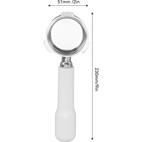 Ortviai Portafiltre nu sans fond pour machine à café Delonghi DEDICA ARTE EC0680/EC0685, acier inoxydable 304, 51 mm, blanc (1/4)