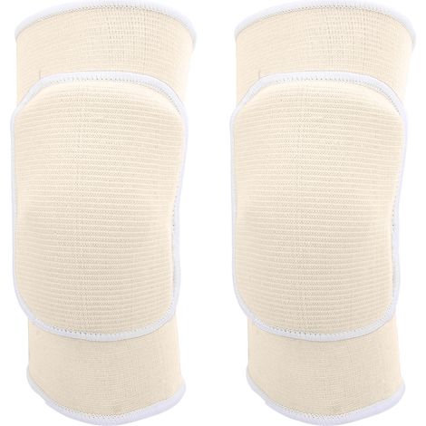 1 paire de genouillères de protection en mousse épaisse, blanches, pour la danse, le yoga et de nombreux sports. (1/5)