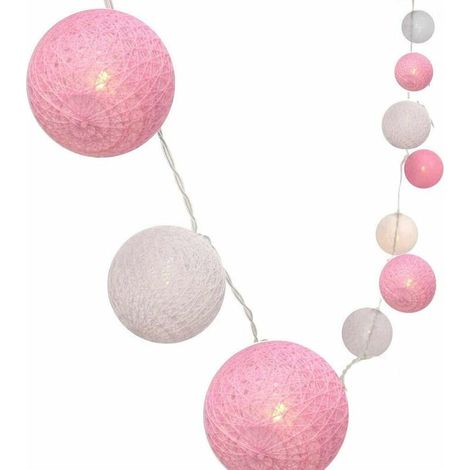 Guirlande Lumineuse de 3 m avec 20 Boules à LED en coloré - Fonctionne avec des Piles,idéale pour Noël ou Un Mariage Couleurs rose (1/5)