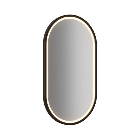 Miroir mural oval Led tactile - Cadre noir - L 90 cm x l 50 cm - Lustro Apollo 2 - Livraison gratuite