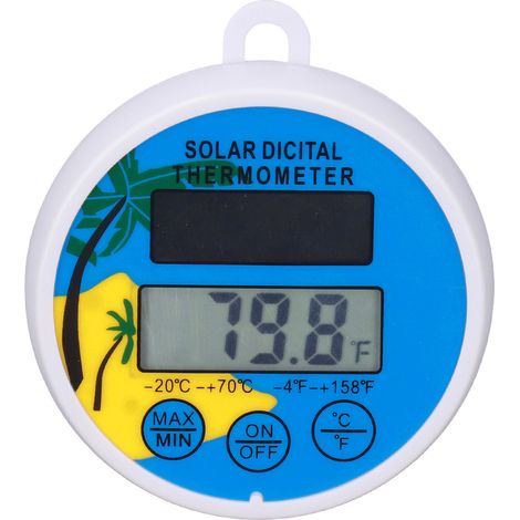 Solarthermometer mit Anzeige von minimaler und maximaler Wassertemperatur – Digitales Thermometer für Schwimmbad, Whirlpool (1/5)