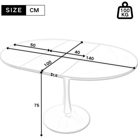 Table à manger extensible ovale, table basse polyvalente, dimensions 100/140 x 100 x 75 cm, design moderne minimaliste, finition chêne, idéale pour repas et détente (1/5)