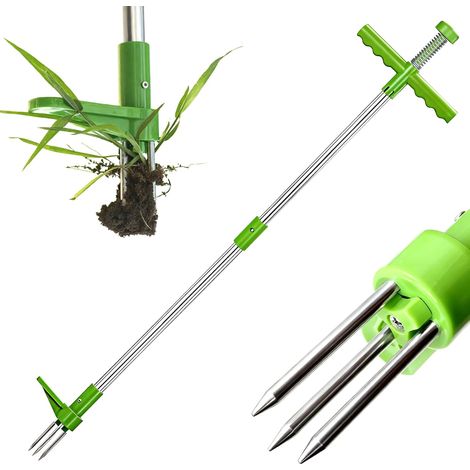 Désherbeur Manuel Ergonomie Extracteur de Mauvaises,Désherbeur mécanique avec 3 Griffes en Acier Inoxydable,Outil Manuel pour Jardin et pelouse (1/5)