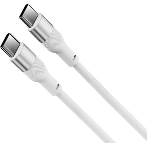 KSIX BCL060WAS01 BLANCO / CABLE DE CARGA Y DATOS 1 METRO / USB-C A USB-C / CARGA ULTRARRÁPIDA 60W