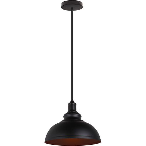 Lampada a Sospensione Vintage, Lampada da Soffitto con Ø29cm Paralume in Metallo, Industriale Stile Illuminazione Supporto Edison E27 per Corridoio Cucina Isaland Camera da Letto Scala (1X Nero) (1/5)