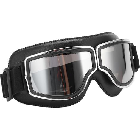 Lunettes moto anti-vent et sable, réglables, pour motocross extérieur, monture noire, verres argentés (1/5)