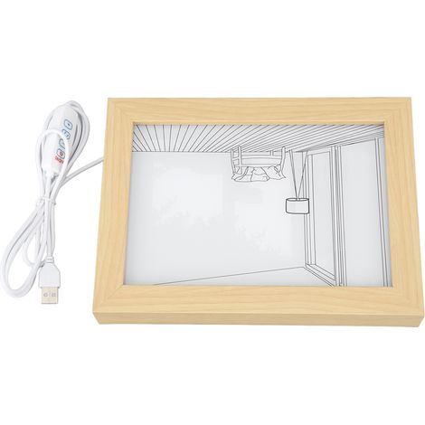 Tableau lumineux décoratif LED, table de chevet, 3 couleurs réglables, décoration murale pour salon, chambre ou bureau, modèle S avec prise USB (1/5)