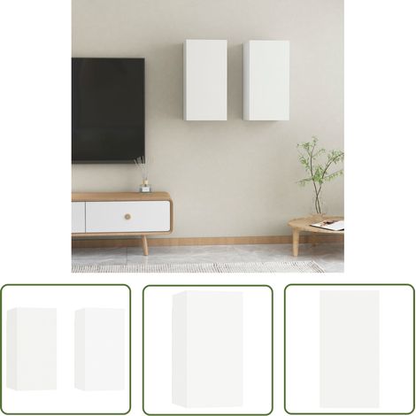SKM Meubles TV 2 pcs Blanc 30,5x30x60 cm Aggloméré (1/5)