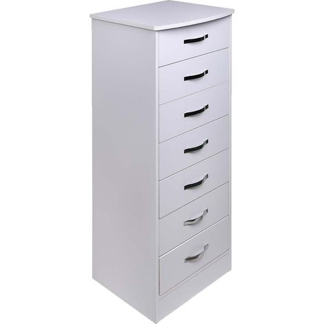Mobile Cassettiera 7 Cassetti Settimino in legno MDF 46x42x116cm Bianco Moderno