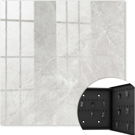 Armoire à clés - (30 cm x 30 cm) - Boîte à clés murale - Coffret de rangement pour clés - Couleur noire - Ouverture vers la droite - Pour maison et bureau - Structure grise