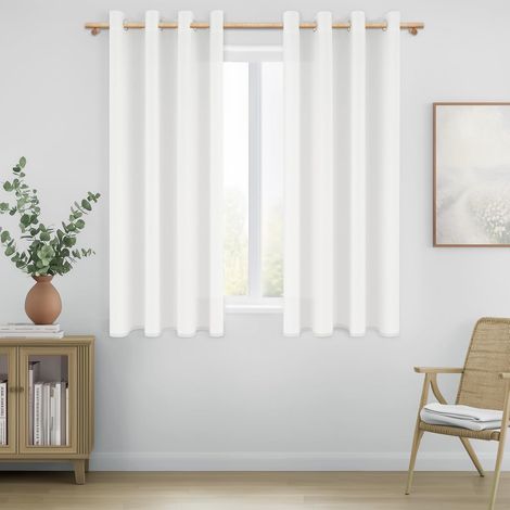 Rideau Voilage Blanc 140x180cm, Lot de 2 Panneaux à Oeillets Rideaux Lin Semi-Transparent pour Fenêtre, Voilage Décoratif Intérieur pour Salon Chambre Adulte Baie Vitrée (1/5)