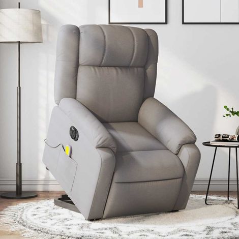 Elektrischer Massagesessel mit Aufstehhilfe Taupe Stoff