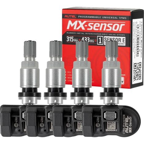 Sensor TPMS, construcción de metal y caucho, compatibilidad universal para frecuencias de 315/433 MHz, dimensiones: 16 cm x 8 cm x 7 cm, peso: 0,15 kg, certificado CE. (1/5)