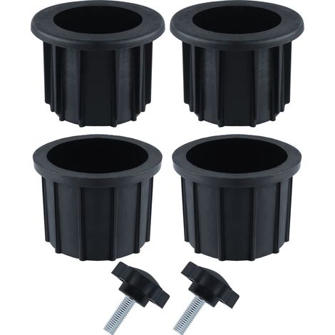 2 Sets (6-teilig) Balkon-Sonnenschirmzubehör, 4 Schirmlochringe und 2 Handknopfschrauben, Schirmhalterungszubehör für Terrassentisch, Balkon, Terrasse (Schwarz)