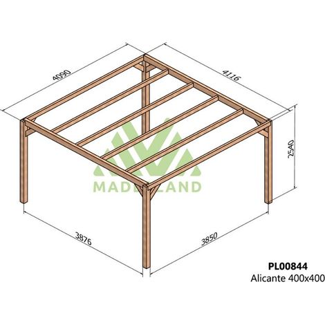 Pérgola de Madera Laminada Alicante (Maderland) - Gardeneas - 400 x 400 cm (1/3)