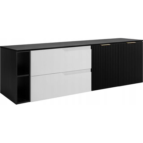 Waschtischunterschrank - 160 cm - Schwarz und Weiß - Modernes Design - Praktisch und elegant