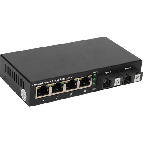 Convertisseur de média fibre optique 6 ports 10/100/1000 Mbps RX1550 nm Extension 20 km Commutateur Ethernet Gigabit pour réseau 100-240 V Prise US (1/5)