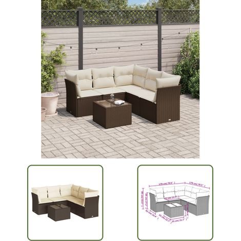 vidaXL Salon de jardin avec coussins 6 pcs marron résine tressée (1/3)