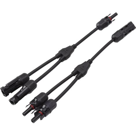 Lot de 2 connecteurs solaires en Y (1 vers 2), adaptateur parallèle photovoltaïque, câble et fiche, 1000 V CC, noir (1/5)