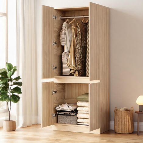 Commode coloris natural bois en bois 70 x 40 x 170 cm (1/5)