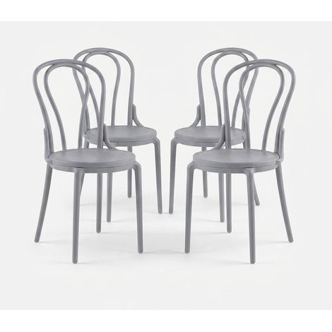 Set 4 sedie in polipropilene da cucina e sala Fly - Grigio (1/5)