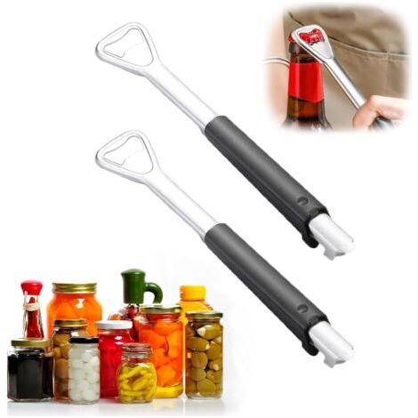 2 PCS Ouvre-bocal Réglable Pour Les Mains Faibles,Multifunctional Ouvre-couvercle,Ouvre Bocal Manuel,Ouvre-Bocal en Acier Inoxydable,Pour Personnes âgées, patients souffrant d'arthrite (1/5)
