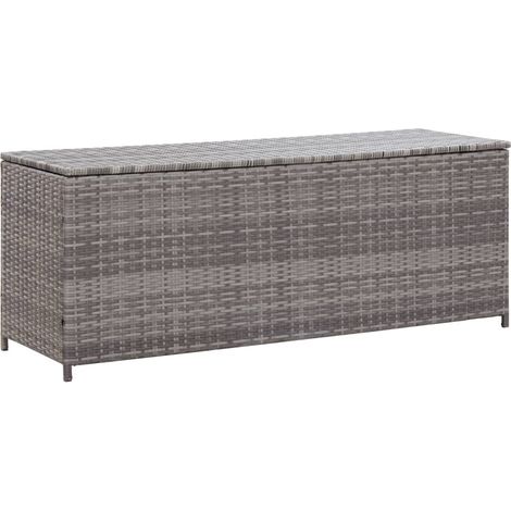 Cassetta portaoggetti da giardino grigia 150 x 50 x 60 cm in resina intrecciata