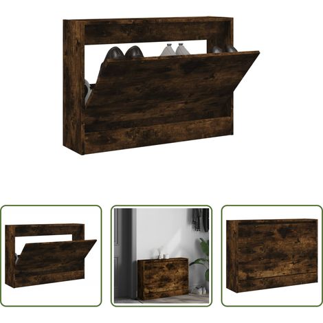 vidaXL Schuhschrank für kleine Räume - Schuhschrank Räuchereiche 80x21x57 cm Holzwerkstoff (1/5)