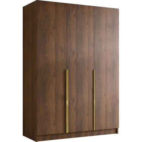 Armario Closico Decoron I, Nogal + Dorado, 215x150x58cm, Puertas de armario: Con bisagras, Número de estantes: 0