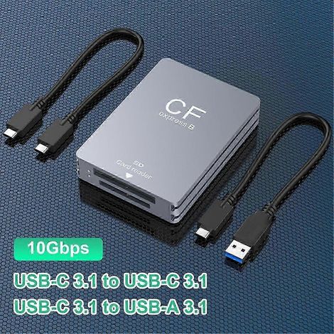 Lecteur de cartes SD CFexpress Type B 2 en 1, lecteur CFexpress USB 3.2 10 Gbit/s double emplacement avec câble /A pour bs (1/5)