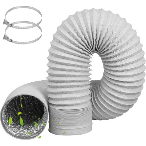 Tuyau Evacuation Seche Linge Ø150mm, Tuyau Seche Linge Evacuation 6m, Tuyau D'evacuation Flexible en Aluminium et PVC, Conduit D'air, pour Extracteur Climatisation (Blanc) (1/5)
