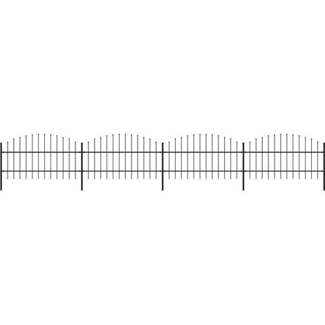 Clôture de jardin,Barrière de jardin,Portail de jardin à dessus en lance Acier (0,75-1)x6,8 m Noir CNENE623934 (1/5)